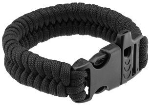 Bracelet de survie paracorde noire et sifflet