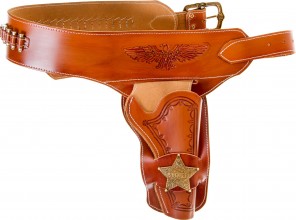 Photo CDCE721-Ceinturon avec un holster sherif pour revolver Western