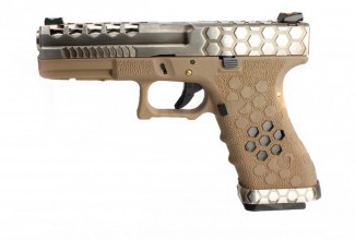 CPG41112-1 Réplique GBB VX0110 Hex cut Tan/Silver Photo CPG41112-1 Réplique GBB VX0110 Hex cut Tan/Silver