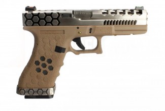 CPG41112-3 Réplique GBB VX0110 Hex cut Tan/Silver Photo CPG41112-3 Réplique GBB VX0110 Hex cut Tan/Silver
