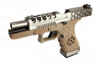 CPG41112-4 Réplique GBB VX0110 Hex cut Tan/Silver Photo CPG41112-4 Réplique GBB VX0110 Hex cut Tan/Silver