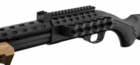 LG3033-04.jpg Réplique de fusil à pompe M870 Strike Industries noire et tan Photo LG3033-04.jpg Réplique de fusil à pompe M870 Strike Industries noire et tan