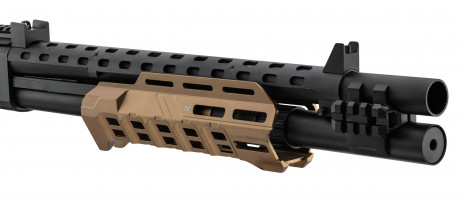 LG3033-10.jpg Réplique de fusil à pompe M870 Strike Industries noire et tan Photo LG3033-10.jpg Réplique de fusil à pompe M870 Strike Industries noire et tan