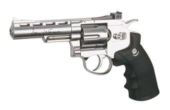 Photo Revolver DAN WESSON 4pouces à douilles LOW POWER SILVER