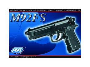 PR1104-1-Réplique M92 FS NOIR RESSORT HOP-UP FIXE MODELE LOURD 0,5J - ASG Photo PR1104-1-Réplique M92 FS NOIR RESSORT HOP-UP FIXE MODELE LOURD 0,5J - ASG