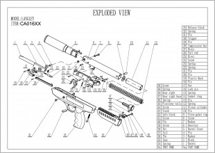 Original spares parts for LANGLEY SILENCER Air pistol