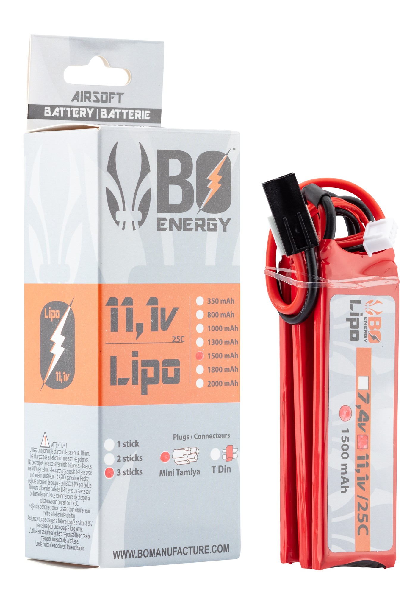 HRB Batteria LiPo 1500mAh 11.1V 25C 3S T per Elicottero ...